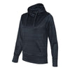 J. America Women's Navy Odyssey Striped Performance Fleece Lapover Hooded Sweatshirt
