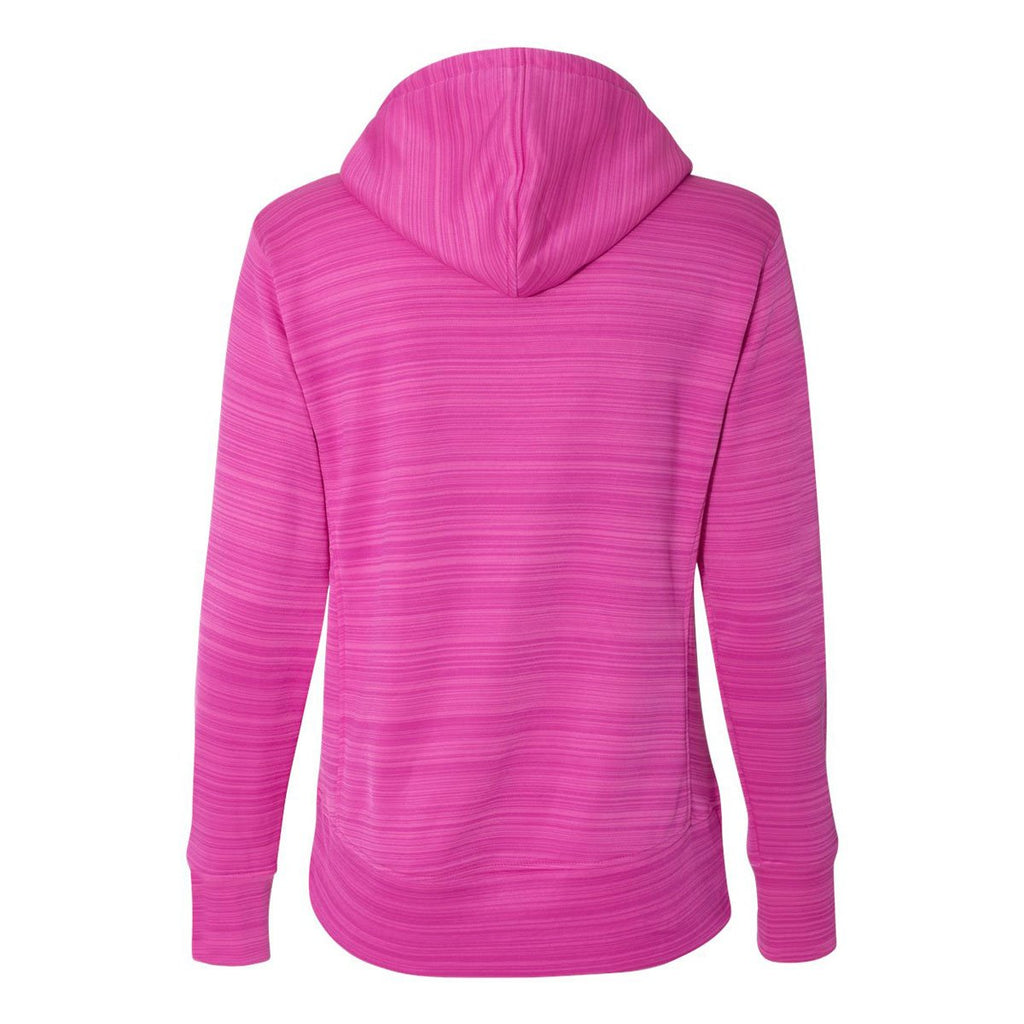 J. America Women's Passion Pink Stripe Odyssey Striped Performance Fleece Lapover Hooded Sweatshirt
