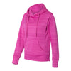 J. America Women's Passion Pink Stripe Odyssey Striped Performance Fleece Lapover Hooded Sweatshirt