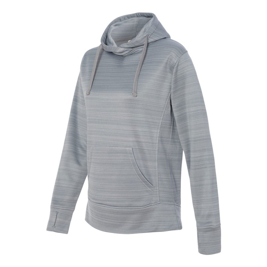 J. America Women's Quarry Odyssey Striped Performance Fleece Lapover Hooded Sweatshirt