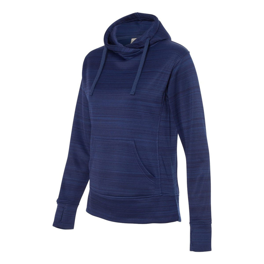 J. America Women's Sapphire Odyssey Striped Performance Fleece Lapover Hooded Sweatshirt