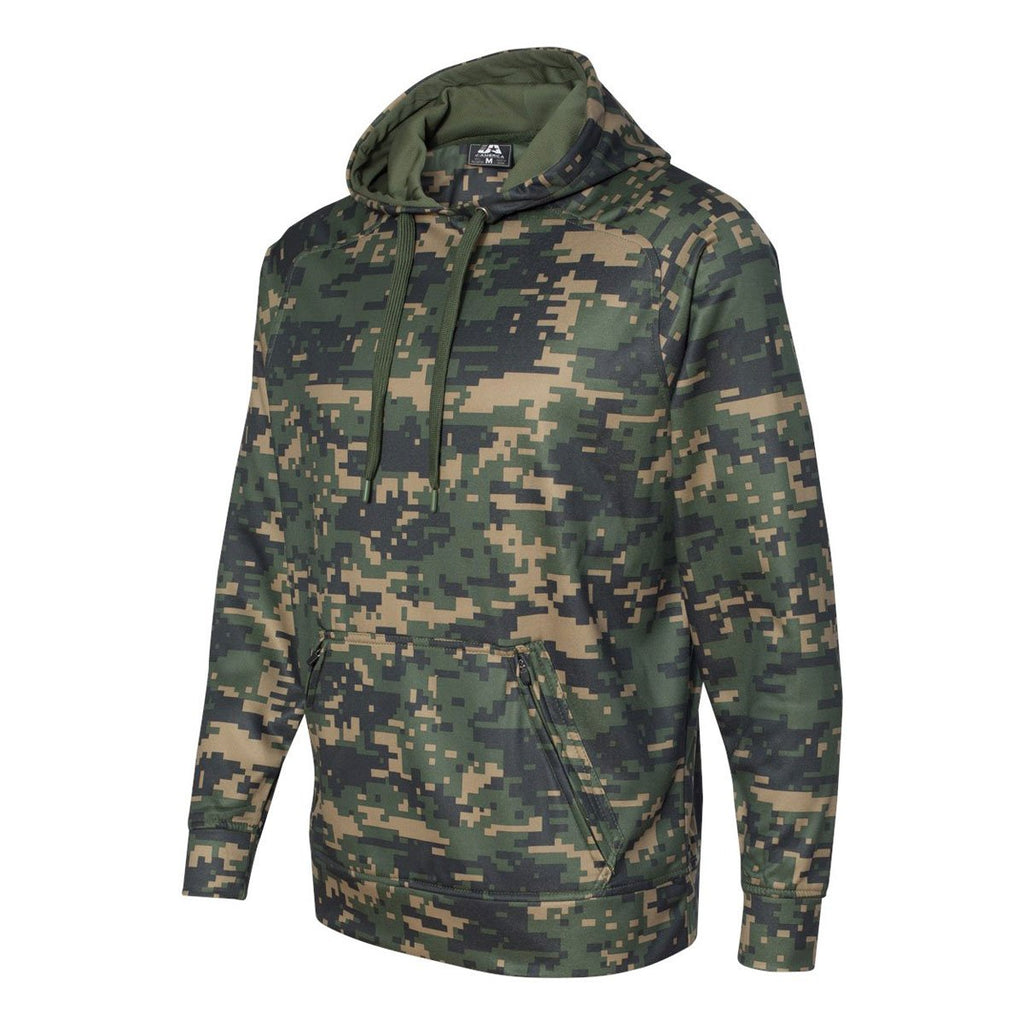 J. America Men's Digital Green Volt Polyester Hooded Pullover Sweatshirt