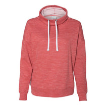 J. America Women's Red Melange Fleece Cowlneck Pullover