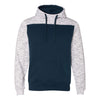 J. America Men's Navy/White Melange Fleece Colorblocked Hooded Pullover