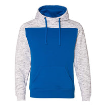 J. America Men's Royal/White Melange Fleece Colorblocked Hooded Pullover
