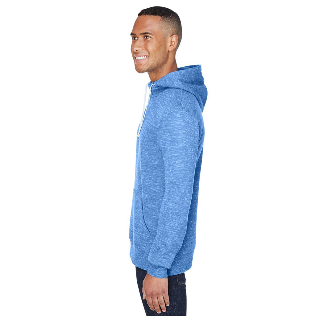 J. America Men's Royal Melange Fleece Hooded Pullover Sweatshirt