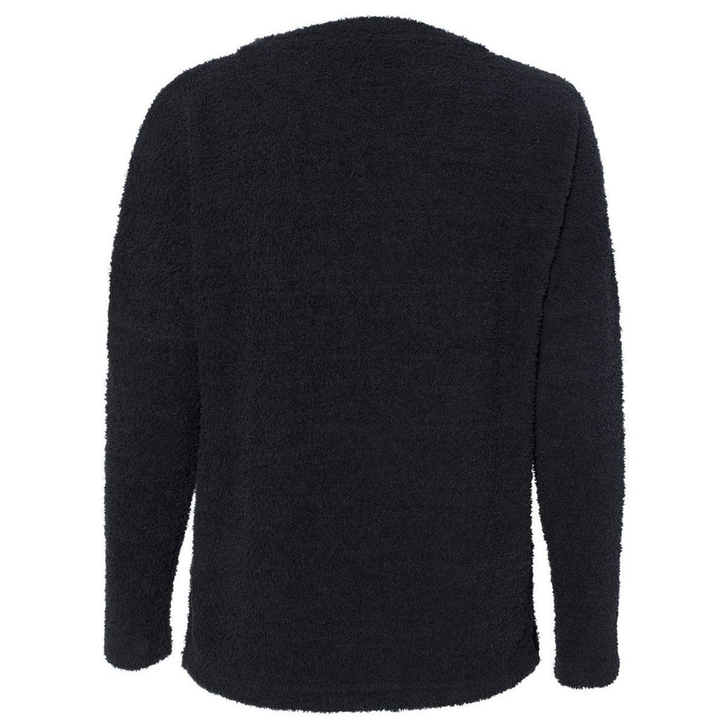 J. America Women's Black Teddy Fleece Crewneck Pullover