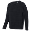 J. America Women's Black Teddy Fleece Crewneck Pullover
