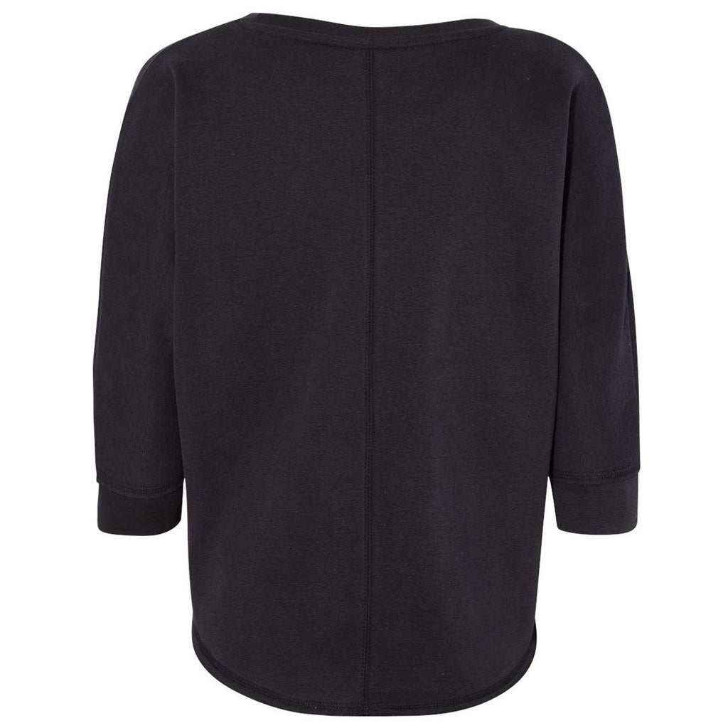J. America Women's Black Lounge Fleece Dolman Crewneck Sweatshirt