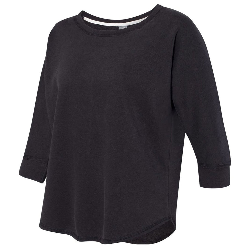 J. America Women's Black Lounge Fleece Dolman Crewneck Sweatshirt