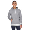 J. America Men's Pepper/Black Peppered Fleece Lapover Hooded Pullover