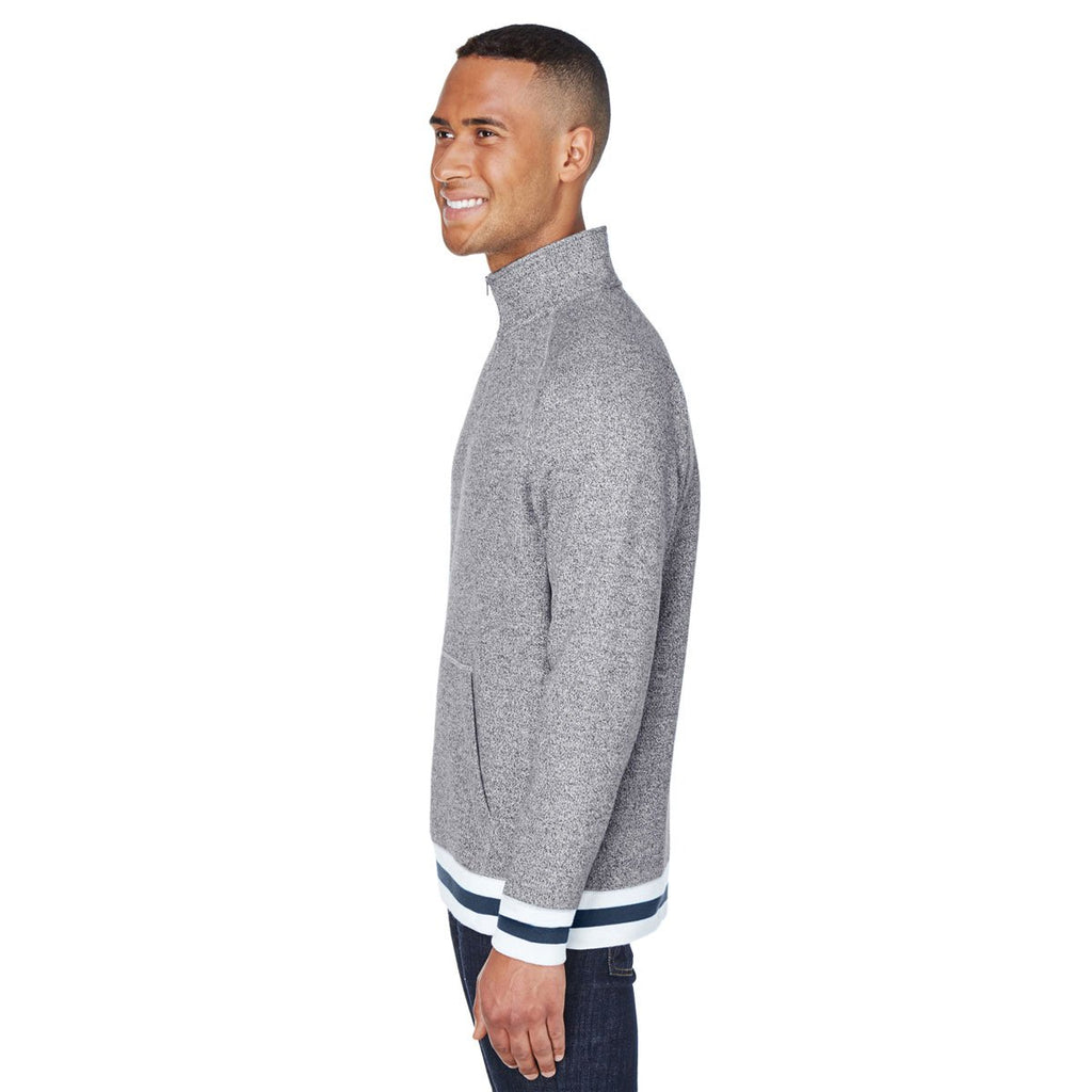 J. America Men's Pepper/Navy Peppered Fleece 1/4 Zip Pullover