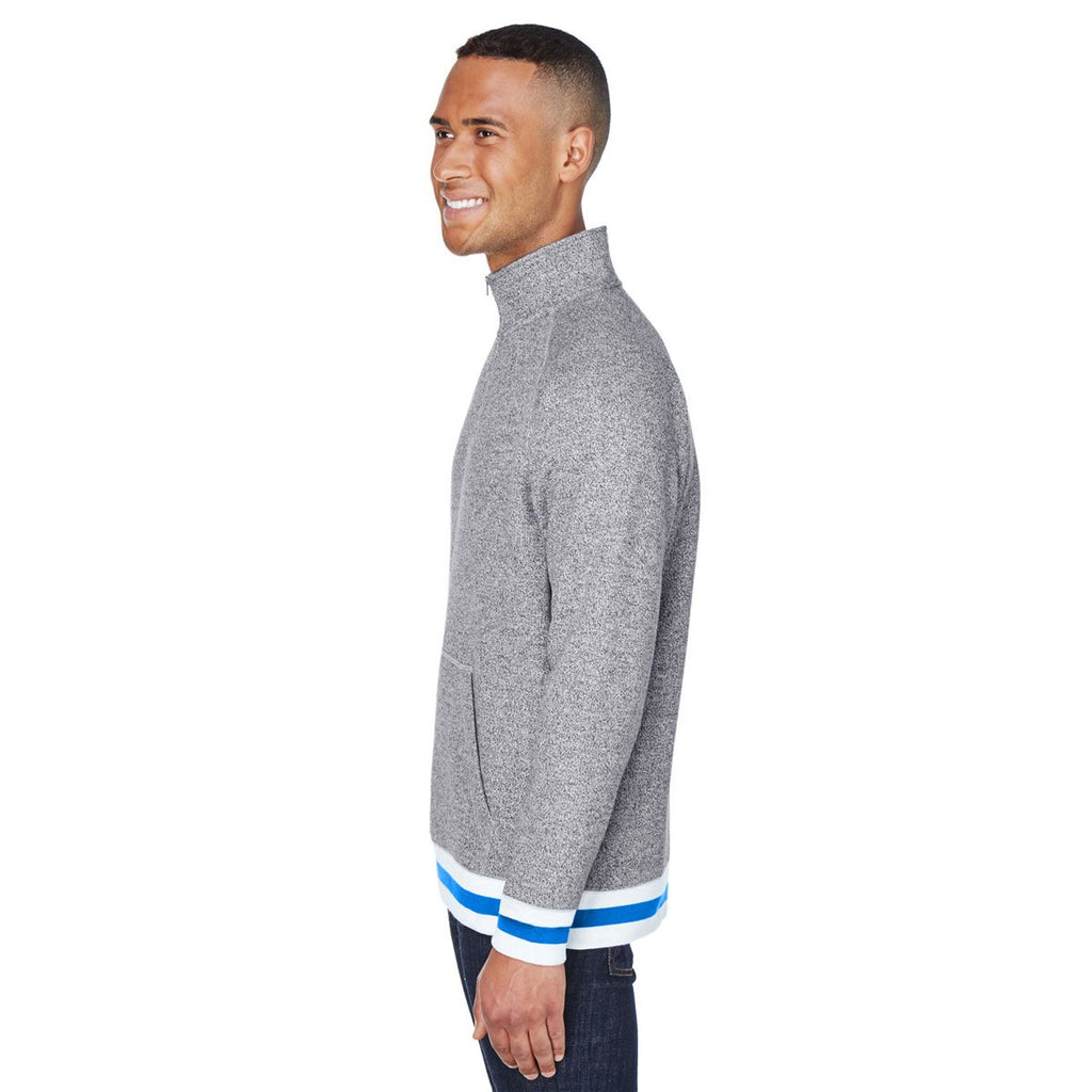 J. America Men's Pepper/Royal Peppered Fleece 1/4 Zip Pullover