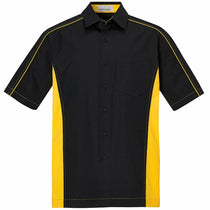 North End Men's Black/Campus Gold Fuse Colorblock Twill Shirt