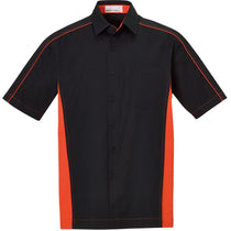 North End Men's Black/Orange Fuse Colorblock Twill Shirt