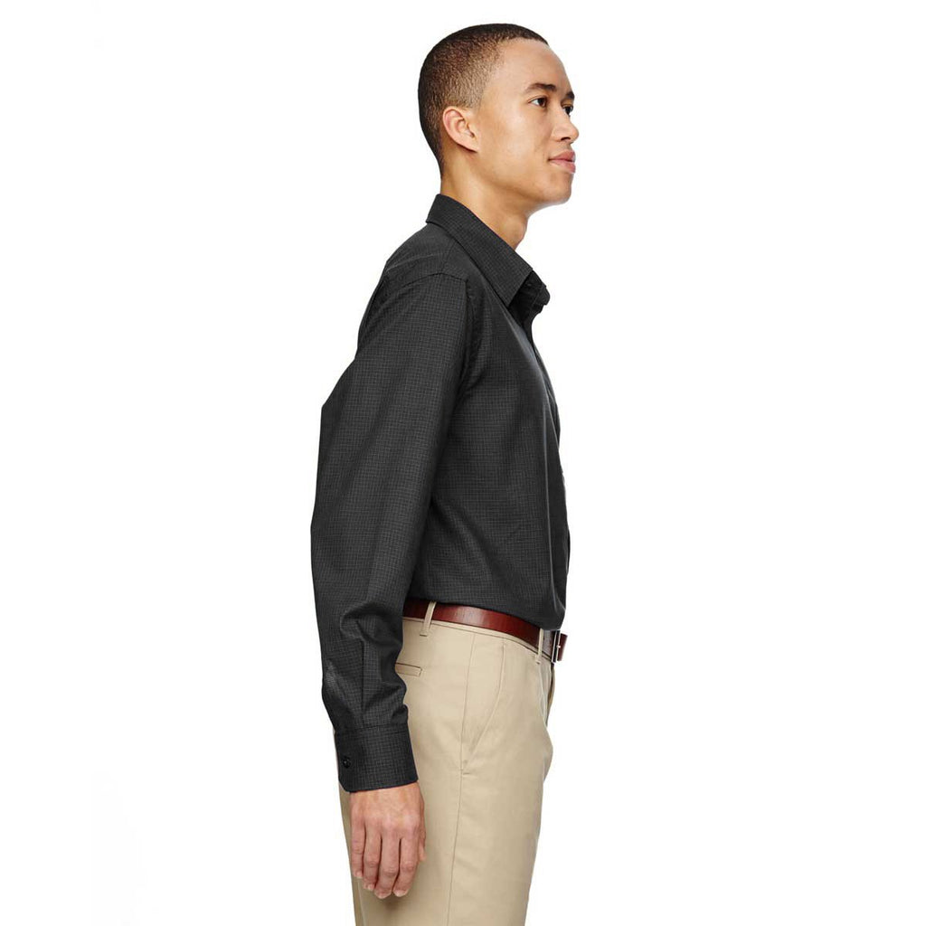 North End Men's Black Paramount Twill Checkered Shirt