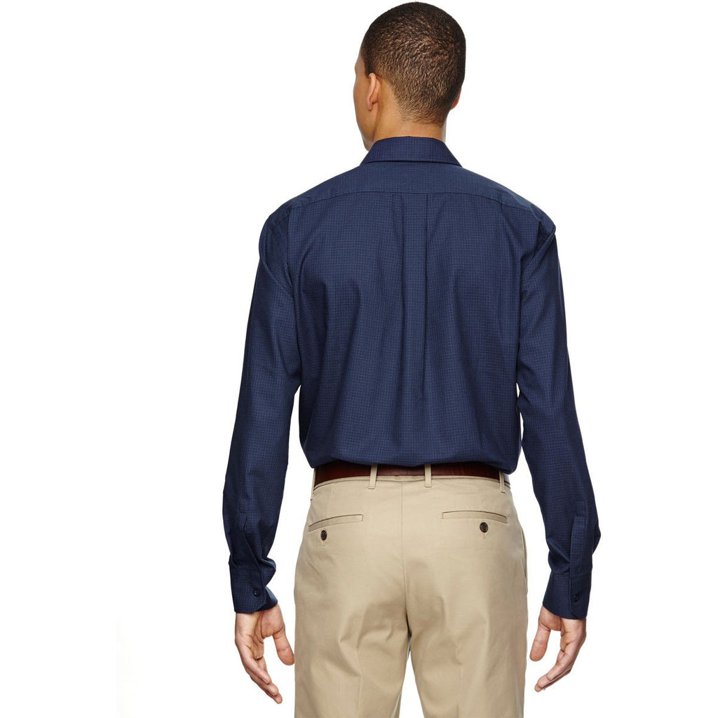 North End Men's Classic Navy Paramount Twill Checkered Shirt
