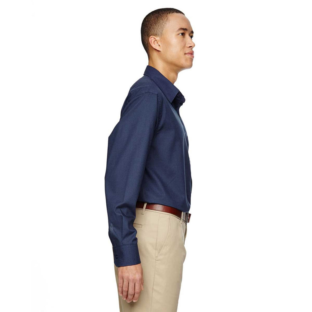 North End Men's Classic Navy Paramount Twill Checkered Shirt