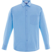 North End Men's Light Blue Align Dobby Vertical Striped Shirt