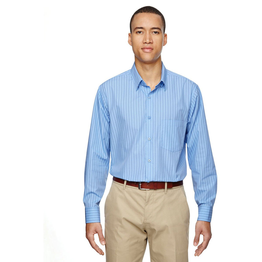North End Men's Light Blue Align Dobby Vertical Striped Shirt