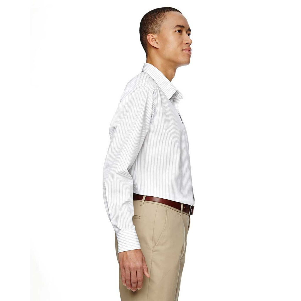North End Men's White Align Dobby Vertical Striped Shirt