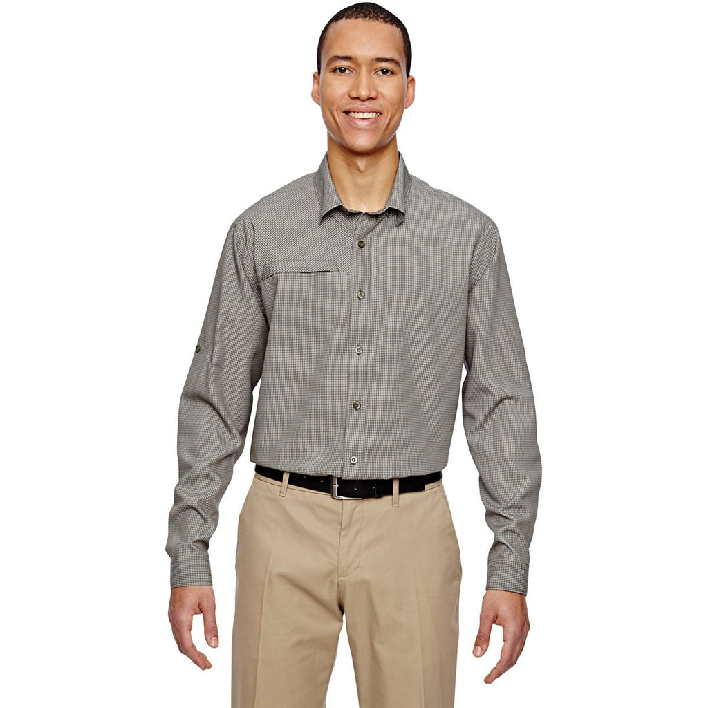 North End Men's Dark Oakmoss Excursion F.B.C. Textured Performance Shirt