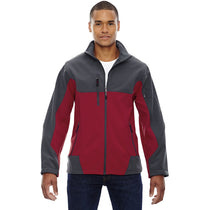 North End Men's Molten Red Compass Colorblock Three-Layer Fleece Bonded Jacket