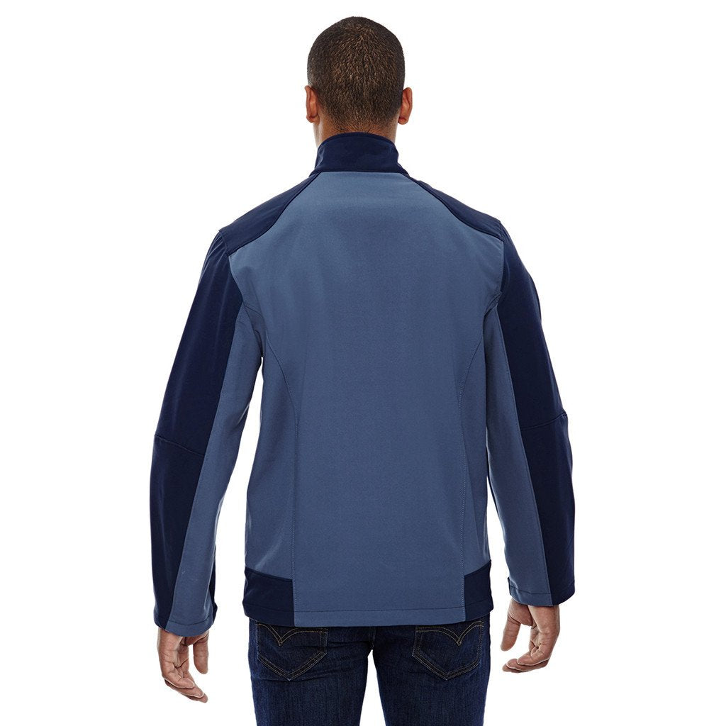 North End Men's Blue Ridge Compass Colorblock Three-Layer Fleece Bonded Jacket