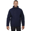 North End Men's Classic Navy Glacier Insulated Three-Layer Jacket with Detachable Hood