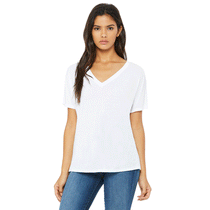 Bella + Canvas Women's White Slouchy V-Neck Tee