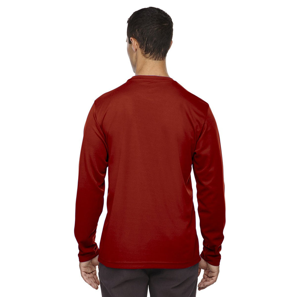 Core 365 Men's Classic Red Agility Performance Long-Sleeve Pique Crewneck