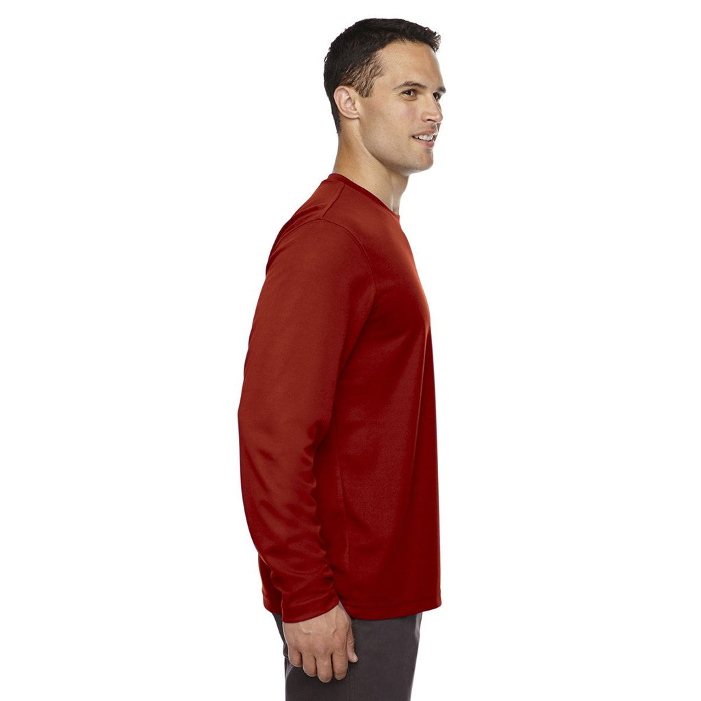 Core 365 Men's Classic Red Agility Performance Long-Sleeve Pique Crewneck