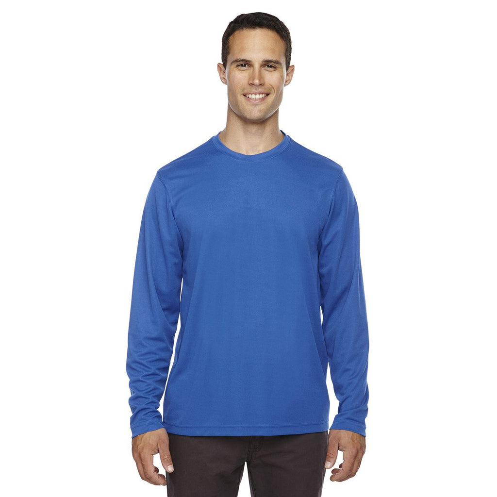 Core 365 Men's True Royal Agility Performance Long-Sleeve Pique Crewneck