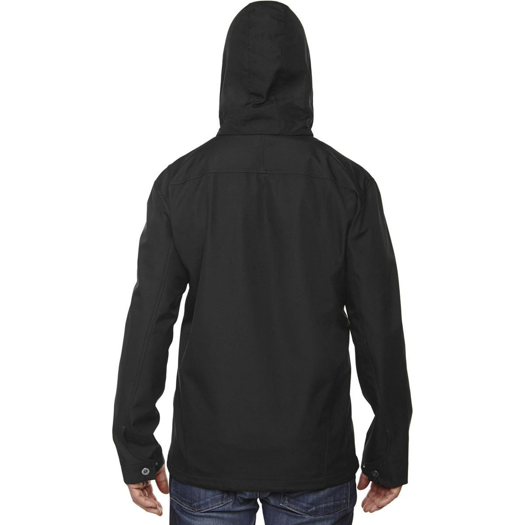 North End Men's Black Forecast Three-Layer Travel Soft Shell Jacket