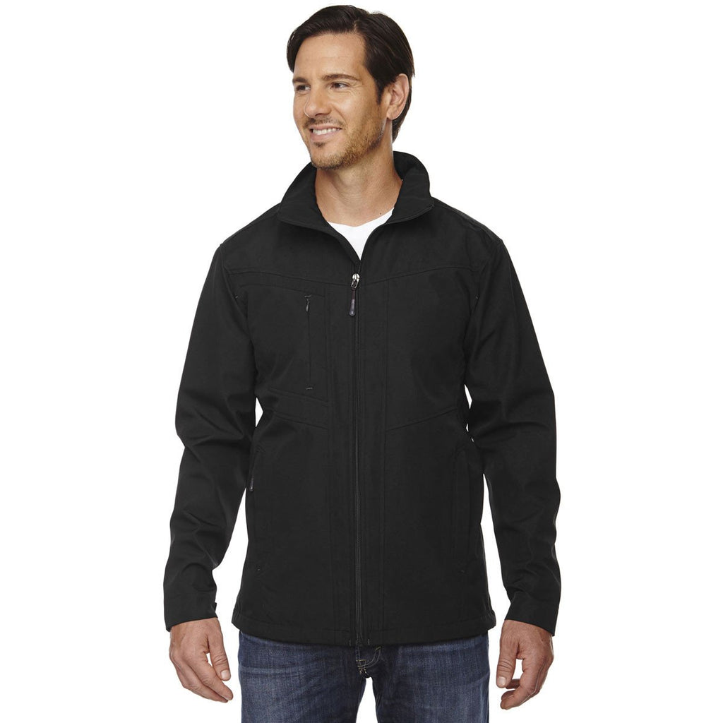 North End Men's Black Forecast Three-Layer Travel Soft Shell Jacket