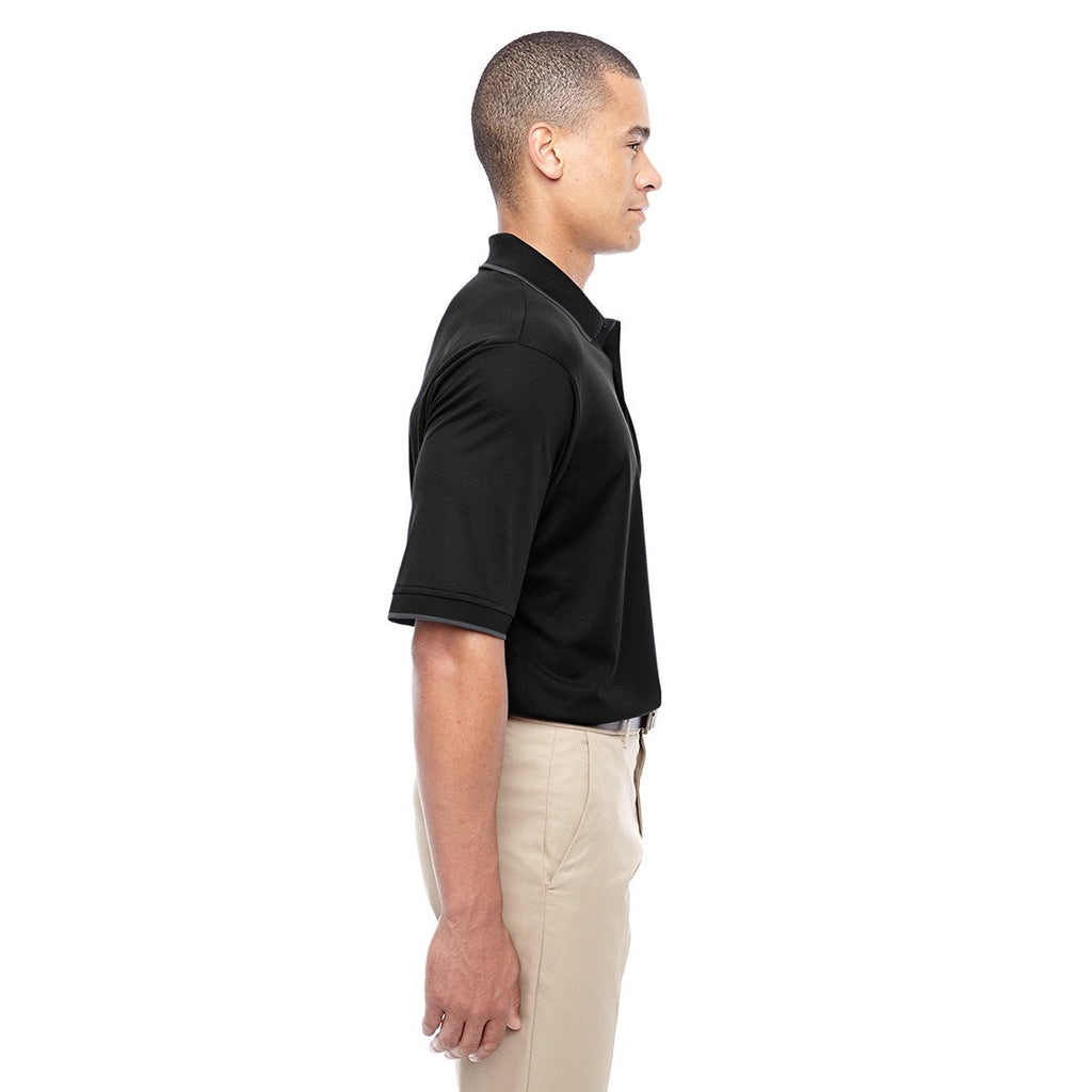 Core 365 Men's Black/Carbon Motive Performance Pique Polo with Tipped Collar