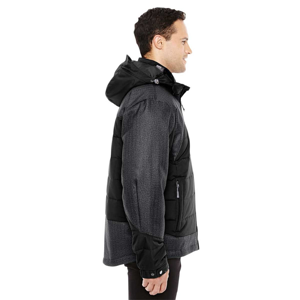 North End Men's Black/Dark Graphite Heather Insulated Jacket with Melange Print