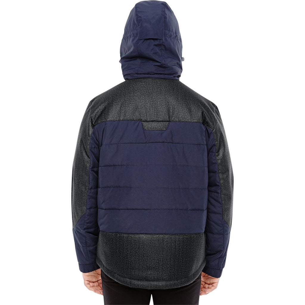 North End Men's Navy/Dark Grey Heather Insulated Jacket with Melange Print