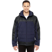 North End Men's Navy/Dark Grey Heather Insulated Jacket with Melange Print