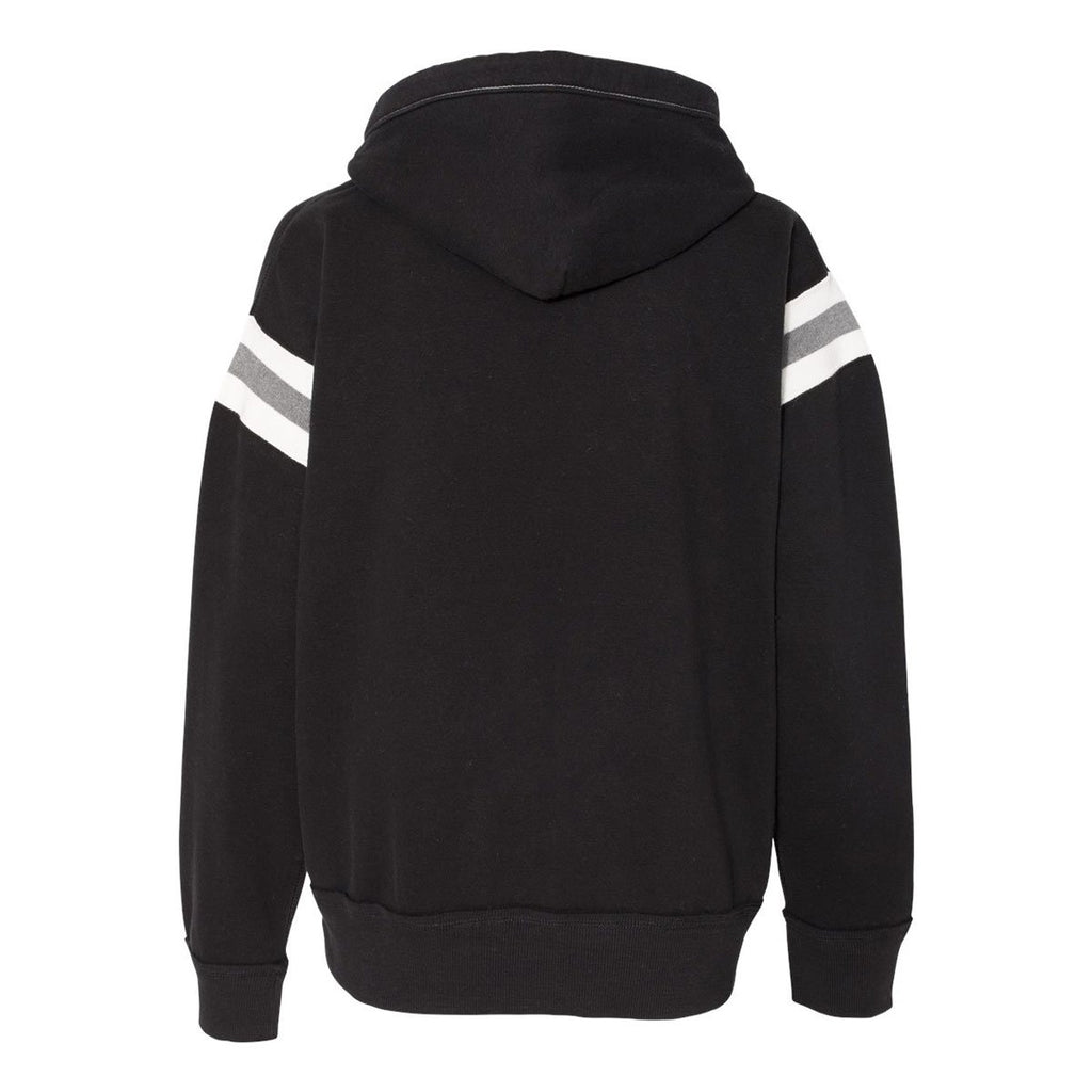 J. America Men's Black Vintage Athletic Hooded Sweatshirt