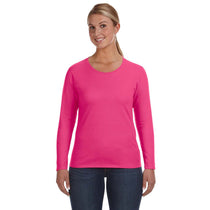 Anvil Women's Hot Pink Lightweight Long-Sleeve T-Shirt