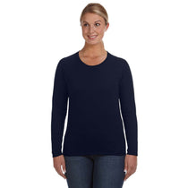 Anvil Women's Navy Lightweight Long-Sleeve T-Shirt