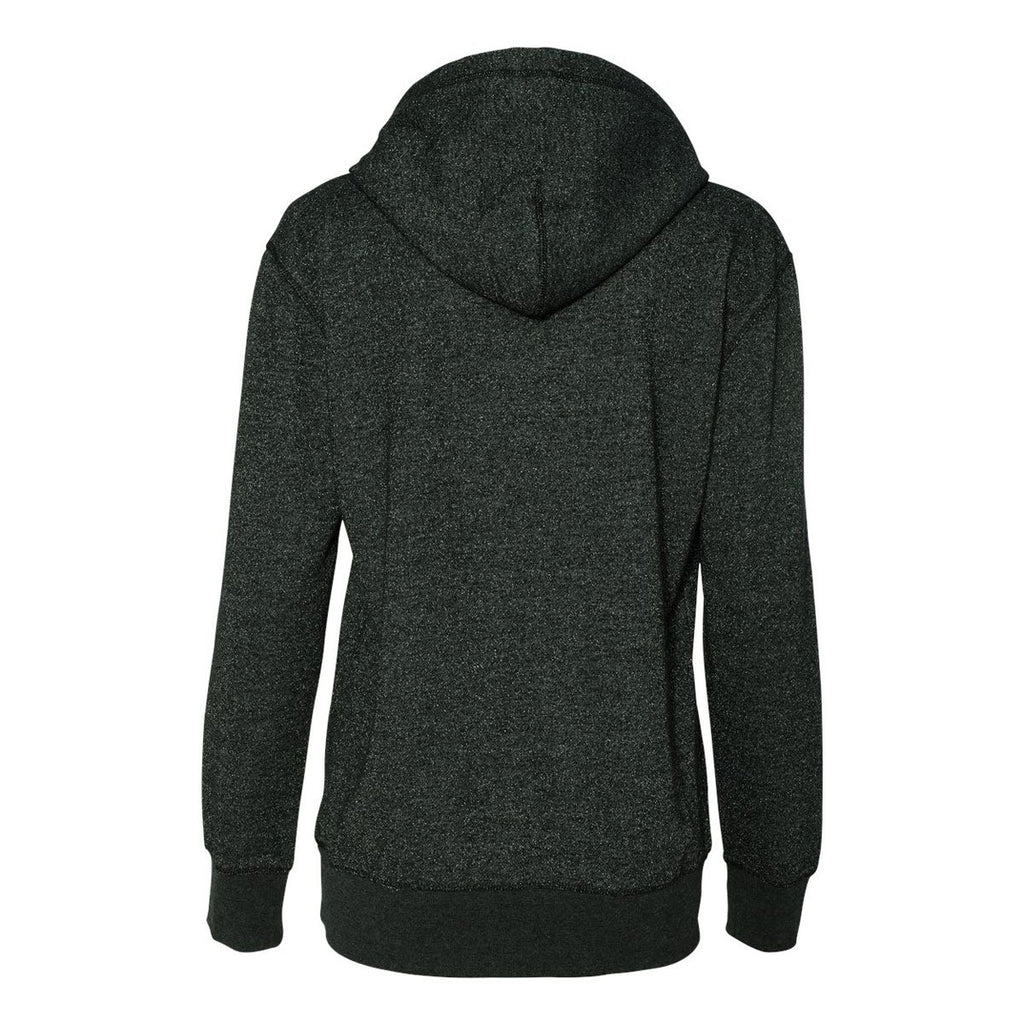 J. America Women's Black/Silver Glitter French Terry Hooded Pullover