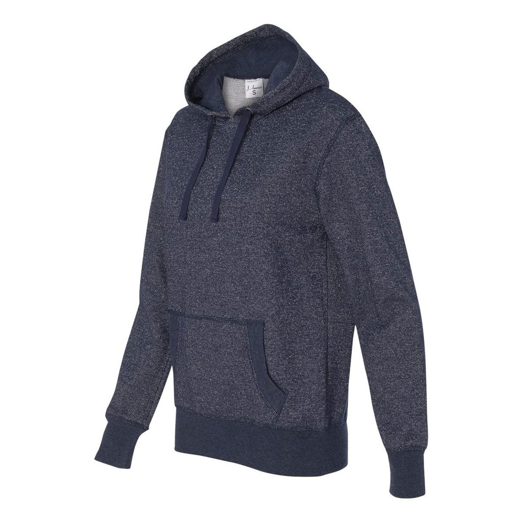 J. America Women's Navy/Silver Glitter French Terry Hooded Pullover