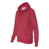 J. America Women's Red/Silver Glitter French Terry Hooded Pullover