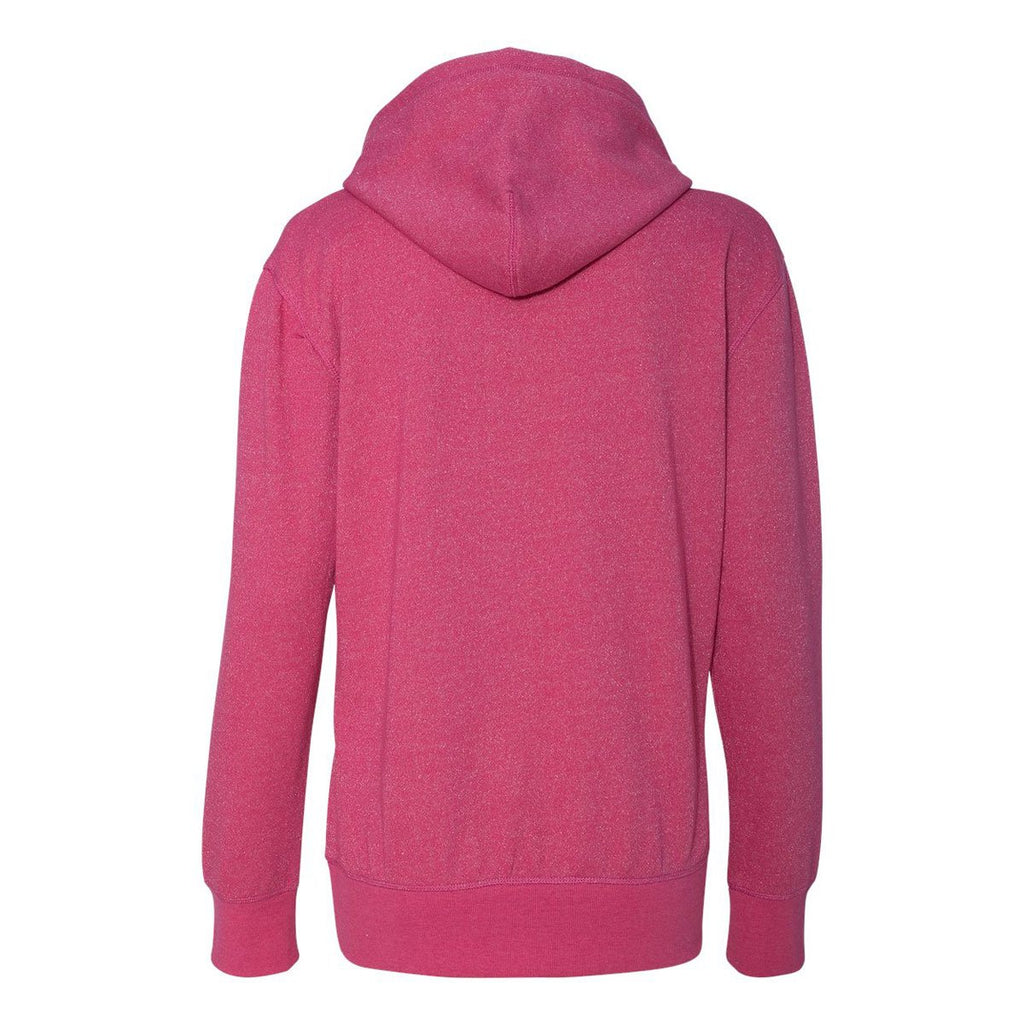 J. America Women's Wildberry/Silver Glitter French Terry Hooded Pullover