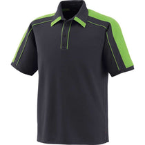 North End Men's Black Silk/Acid Green Sonic Performance Polyester Pique Polo