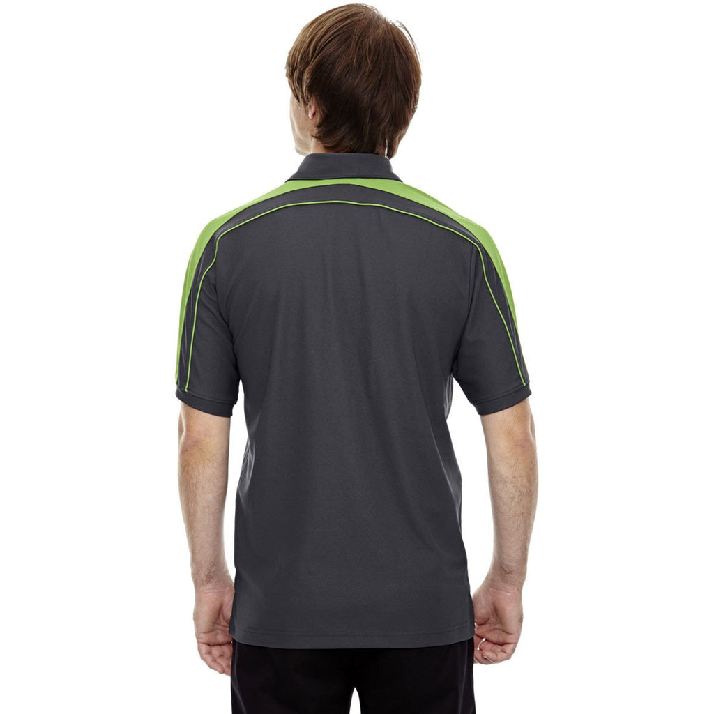 North End Men's Black Silk/Acid Green Sonic Performance Polyester Pique Polo