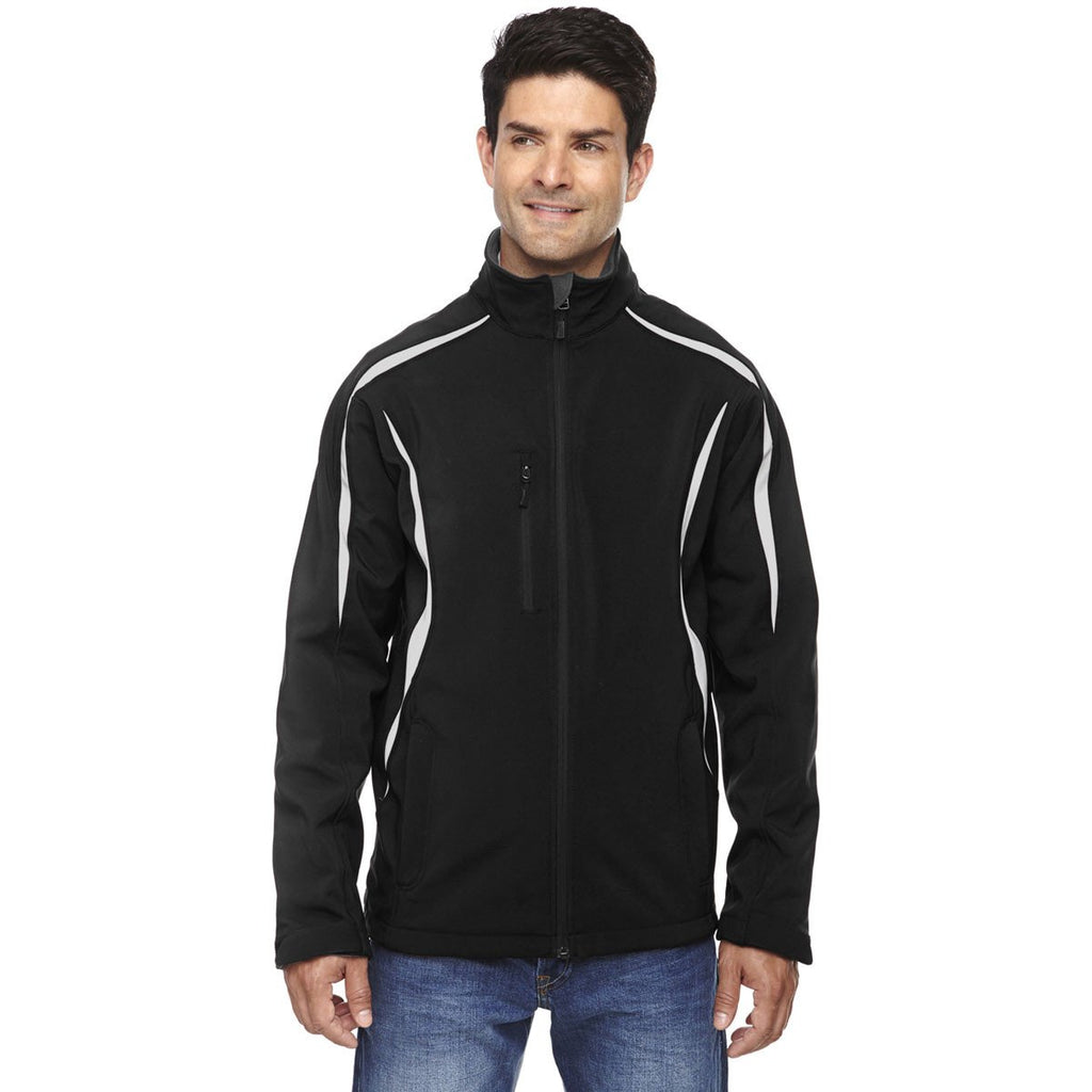 North End Men's Black Three-Layer Fleece Bonded Soft Shell Jacket