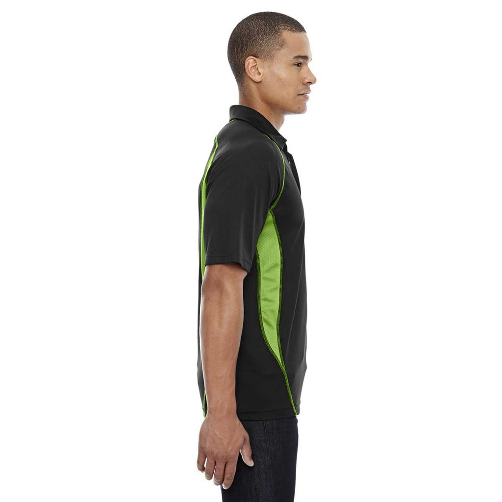 North End Men's Black/Acid Green Serac UTK Performance Zippered Polo